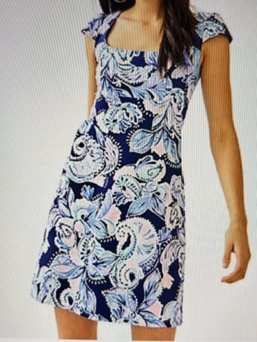 Lilly Pulitzer Laurent High Tide Navy Floral Sheath Resort Preppy Dress Size 2
